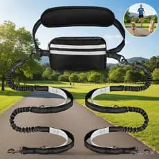 Trela De Cintura Para Corrida De Cachorro MXMUSTYZA , Corda Dupla/Única Com Bolsa Zíper , Coleira Mãos Livres