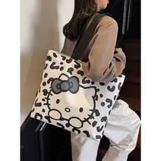 Bolsa de lona de um ombro dos desenhos animados feminina grande capacidade 2025 novo estilo dos desenhos animados olá Ki