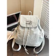 Bonito gatinho bordado mochila saco menina cordão Casual pequena mochila de viagem luz grande capacidade Commuter mochil