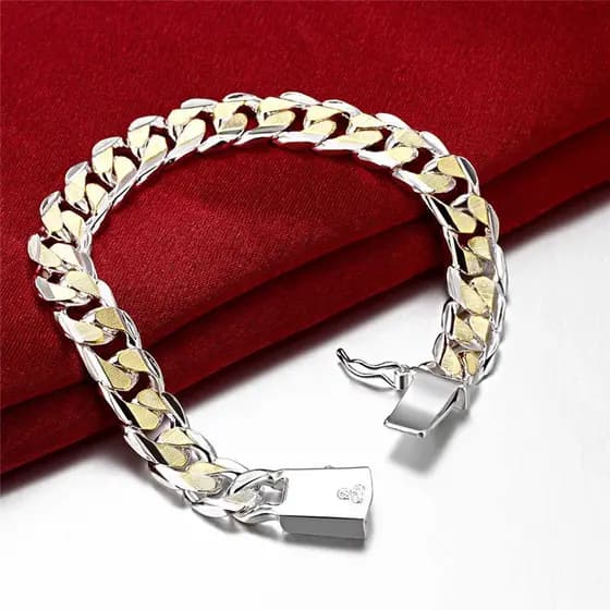 Pulseira de 10 metros com fivela quadrada multicolorida, pulseira de casal, joia banhada a prata, fornecimento direto do