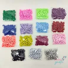 Kit ilhós alumínio n°54 com 15 cores para artesanato aplicação feita com crop e alicate.