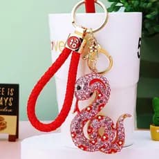 [largeloohg] Criativo Cor Misturada Brilho Cristal Cobra Chaveiro Luxo Bolsa Feminina Pingente Lembrança Presente Strass