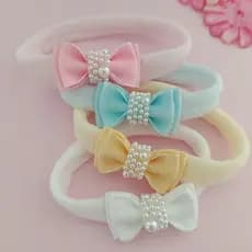 Kit Faixinha com Laço para bebe, kit com 4 faixas para bebe RN, Tiarinha para bebe