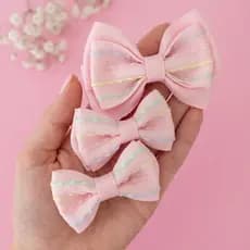 Laços de Cabelo Infantil, Kit com 3  laços Candy Colors