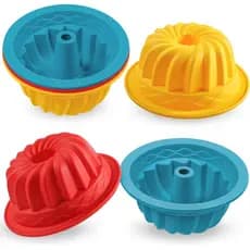 Conjunto de 6 Formas de Bolo Caneladas de Silicone de 4 Polegadas Webake, Formas Antiaderentes Sem BPA para Assar Bolos,