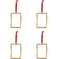 4 Peças de Ornamento de Porta-Retrato de Vidro, 2x3 Polegadas, Porta-Retrato de Latão para Pendurar, Mini Porta-Retrato