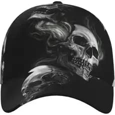 Boné de Beisebol com Estampa de Caveira, Boné Ajustável Snapback, Boné de Sol Masculino, Bonés de Beisebol Estilosos, Bo
