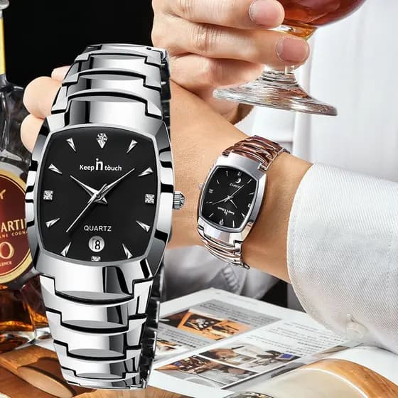 Homens Assistir Top Marca De Luxo Quadrado De Aço Inoxidável Relógio De Quartzo Para De Negócios Casual Relógios Dos Ori
