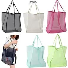 LOVUR Saco De Malha Para O Ombro De Praia De Grande Capacidade Transparente