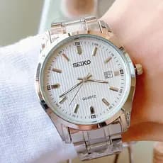 Relógio de Quartzo Masculino Seiko Calendar com Pulseira de Aço, Casual, para Uso Externo, à Prova d'Água