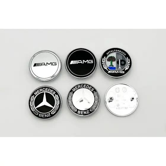 57mm Grandes Pequenos Pinos Logotipo Do Capô Dianteiro Carro Para Mercedes BenzA B Classe CLA GLA CLS SLK SL Emblema AMG