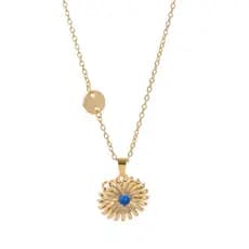 Colar de flores Moda Colar de Girassol Feminino de Dupla Camada Rotativa Pingente de Flor Exclusiva Cadeia