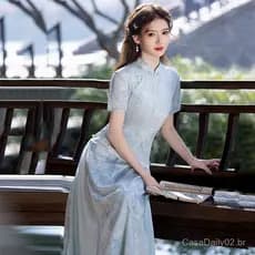 Ao Dai Estilo Chinês, Novo Qipao Chinês de Suzhou, Vestido Feminino Modificado de Estilo Jovem, Vestido de Alta Qualidad