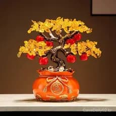 Novo ornamento de árvore da fortuna em estilo chinês para atrair riqueza, adequado para escritório, sala de estar, móvel
