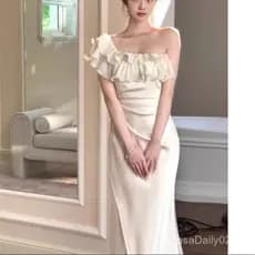 Vestido Sereia de Cetim Estilo Puro Desejo Respirável para o Verão 2026, Vestido de Noite Versátil de Alta Qualidade KIS
