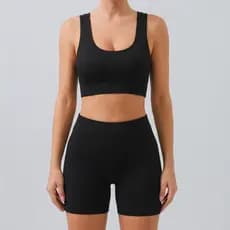 Conjunto Fitness Feminino Sem Costura Premium - Top + Shortinho Cintura Alta (Tecido Opaco com Efeito Levanta Bumbum)