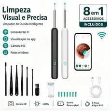 Otoscópio com Câmera HD 1080P Wireless Removedor de Cera Limpador de Ouvido Visual com 6 LEDs e 6 Eixos Giroscópio - NE6