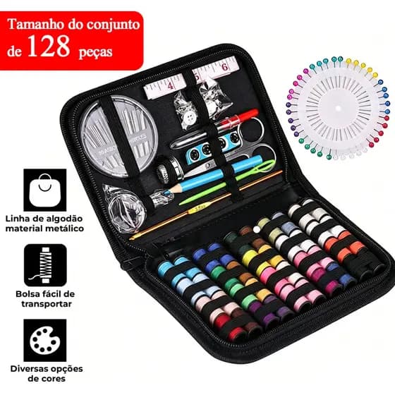 128 Itens Conjunto De Bolsa De Costura Portátil-Kit De Ferramentas DIY Para Casa Viagens , Emergências E Uso Profissiona