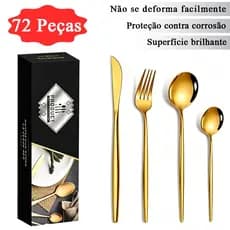 72 Itens Talheres Inox Colher De Sobremesa Garfo e Faca Inox Aço de alta resistência