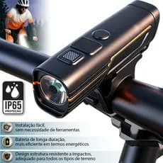 【Super Brilhante】Farol Bicicleta Led 2500 Lumens Impermeável IP65 | Sensor Crepuscular USB-C 4000mAh 5 Modos