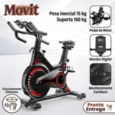 Bicicleta Spinning Ergométrica Silenciosa para Apartamento Magnética Roda Inércia 13kg SP 120kg