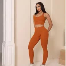 Conjunto Fitness Elegance Shape Fitness Cropped com Bojo e Legging Cintura Alta