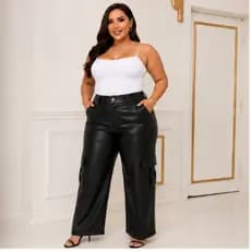 ✨🖤 Calça Feminina Plus Size em Couro 🖤✨