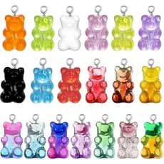 Linkstyle 152PCS Pingentes de Urso de Goma 3D, 19 Cores em Gradiente, Pingentes de Urso para Brincos, Pulseiras e Colare