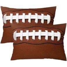 Capa de Almofada Americana Tamanho Padrão, Conjunto de 2, Bola de Rugby em Couro com Renda, Divertida e Tradicional, Cap