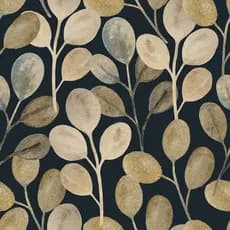 Papel de Parede Vintage com Folhas Douradas, Autoadesivo, Decoração de Parede Preta, Papel de Contato Floral, Vinil Remo