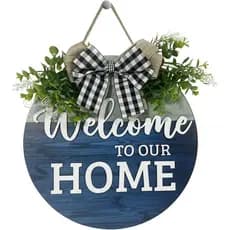 Welcome Sign for Front Door, Rustic Welcome Door Sign Outdoor Wreaths Decor for Spring Summer Autumn and Winter All Seas