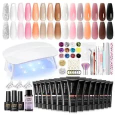 Kit de Gel para Unhas PEACECOLOR, 15 Cores de Gel para Extensão de Unhas com Lâmpada para Unhas, Solução Deslizante, Kit