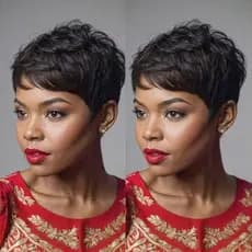 Perucas Pixie Cut de Cabelo Humano, Perucas Curtas para Mulheres Negras, Peruca Pixie de Cabelo Humano com Franja, Peruc