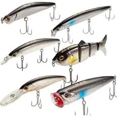 Kit de Iscas de Pesca em Água Salgada Dr.Fish 5" para Pesca em Praia, Iscas Minnow de Água Salgada, Anzóis Mustad, Jerkb