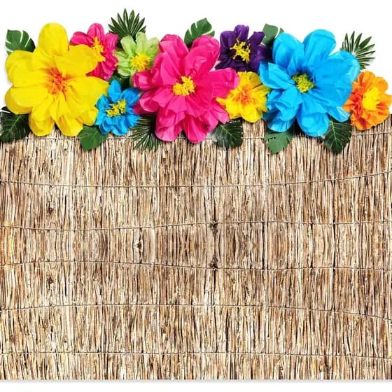 22 Peças de Painel de Fundo de Praia Havaiana com Conjunto de Decorações de Flores de Papel Havaianas, Painel de Fundo H