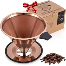 [2.0 Atualizado] Dripper de Café Pour Over, Coador de Café em Aço Inoxidável, Filtro de Café de Metal Reutilizável com A