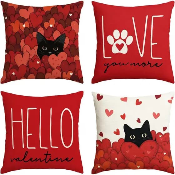 Capas de Almofada AVOIN colorlife Hello Valentine Coração Vermelho, 18 x 18 Polegadas, Capa de Almofada Decorativa para