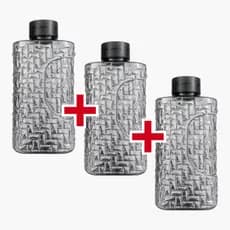 Kit 3 Garrafas de Geladeira Automática 1,95L Plástico Efeito Cascata Preta Transparente Água e Suco