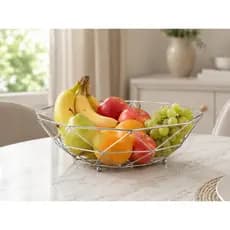 Fruteira Aramada Cromada 27cm Decorativa para Mesa e Cozinha