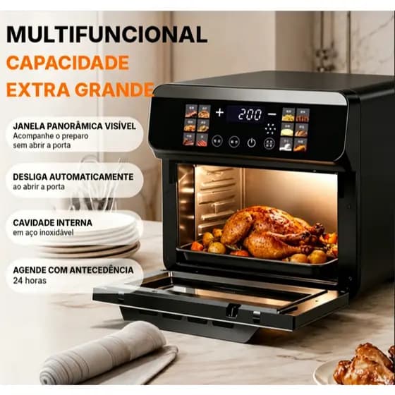 Forno Air Fry 12L, tela touch ampla inteligente, assadeira multifuncional para ingredientes de confeitaria doméstica