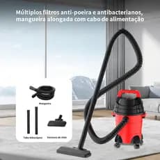 Aspirador de Pó 2 em 1 Úmido e Seco Sucção Potente para Casa e Garagem com Filtro Lável