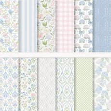 FYSUIMU 24 Folhas de Papel com Padrão de Hortênsias Azul e Rosa, Papel Floral para Scrapbook, Papel Especializado Dupla