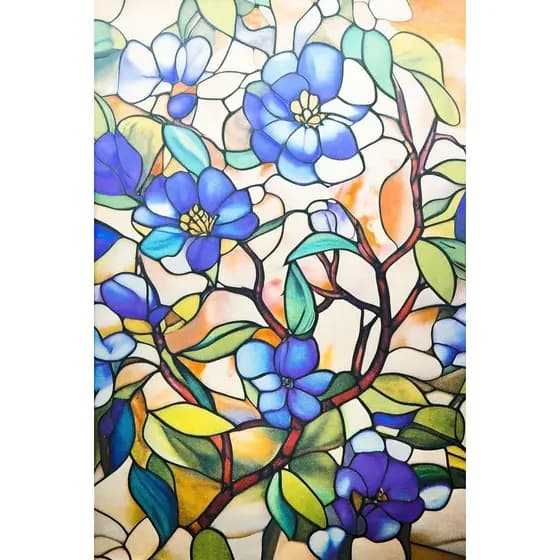 Filme de Privacidade para Janelas - Película Adesiva Floral Estilo Vitral para Decoração de Casa, Proteção UV e Isolamen