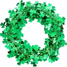32.8 ft St. Patrick's Day Wreath Shamrocks Wire Wreath Decorations Green Irish Saint Patty Party Decorations for Front D