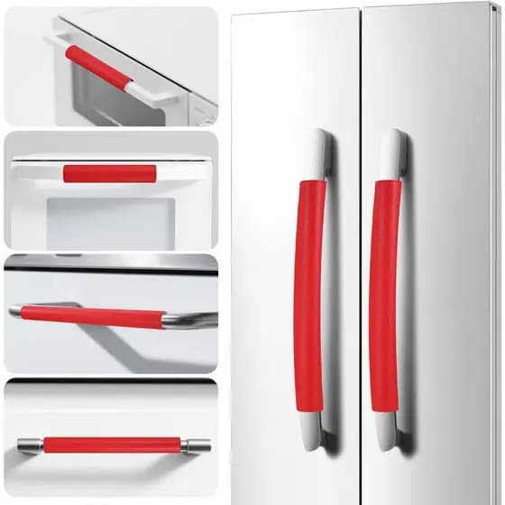 Hypermotion Refrigerator Door Handle Covers 6-Pack | Adjustable PU Leather Protectors for Microwave, Oven, Cabinets & Mo