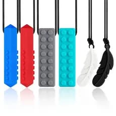 Chewy Necklaces for Sensory Kids, Silicone Chewable Toys, 6 Packs Oral Motor Aids Chewable Toys for Aggressive Chewers w