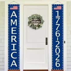 Probsin 250 Faixas de Aniversário para Porta, Pacote com 2, América 1776-2026, Faixas Patrióticas para Pendurar, Placas