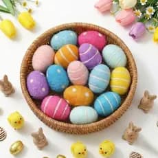 Moukeren 16 Peças Ovos de Páscoa Decorativos de Feltro, Ovos Coloridos de Lã Feltrada, Enfeites de Páscoa com Bolinhas e