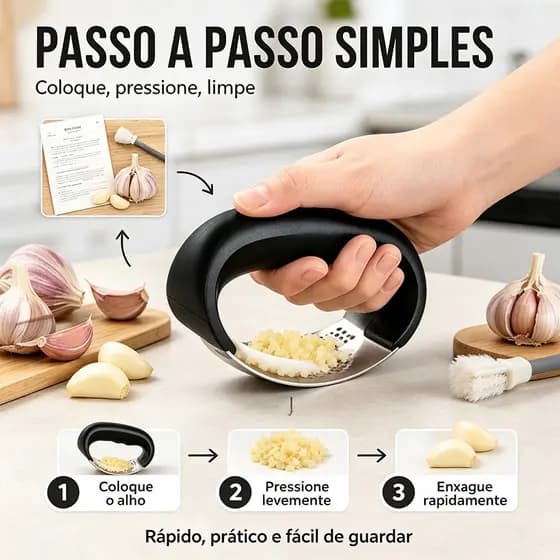 Triturador De Alho Inox Manual, Prensador Multiuso Para Gengibre, Castanhas E Especiarias