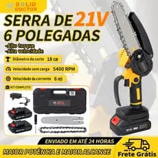 SOLID DOCTOR Mini Motosserra Portatil De 6 Polegadas 450W Sem Fio 2 Baterias Uso Doméstico e Jardinagem